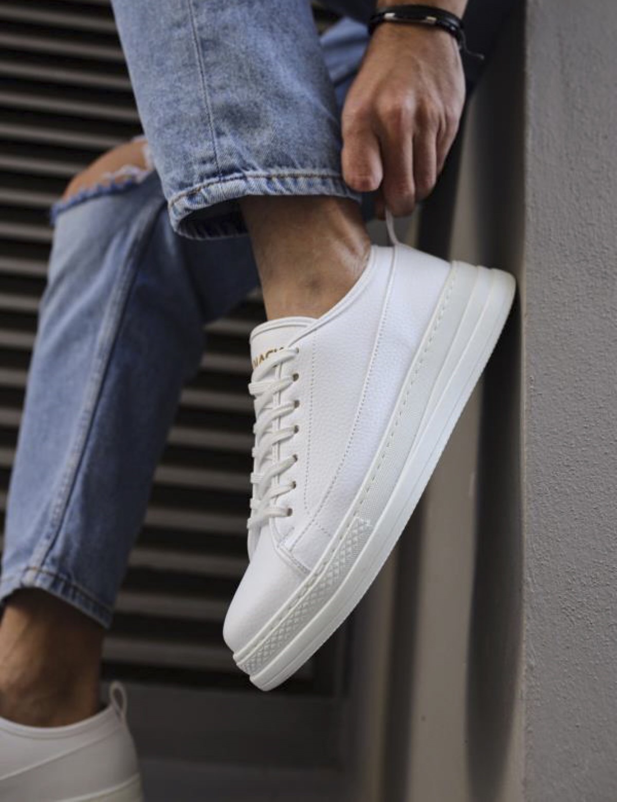 Ανδρικά λευκά Sneakers δερματίνη 0102020W φωτογραφία